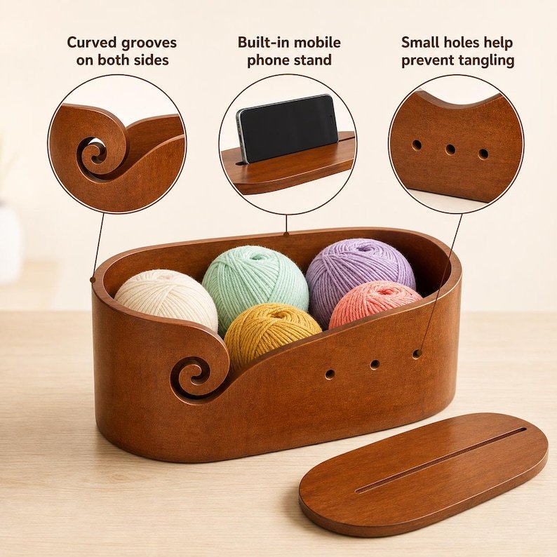 Pine Wood Yarn Bowl — photo 3