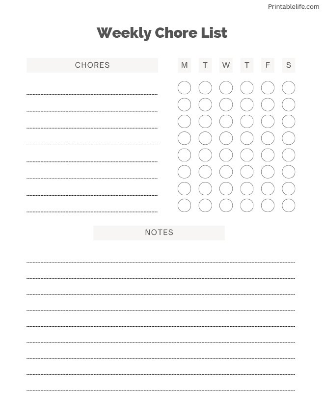 Weekly Chore List